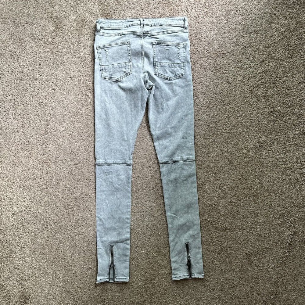 Asos Jeans Women's Size 32x34 Casual Skinny Denim Grey Light Distressed - Picture 3 of 15